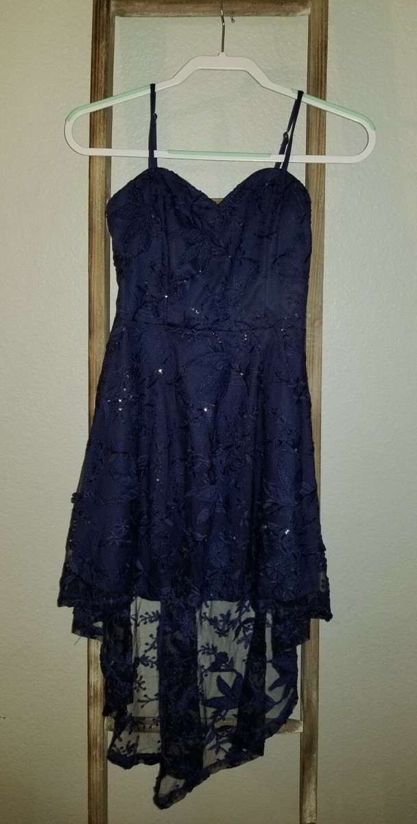 charlotte russe blue sequin dress Sequined size small floral Dark navy blue color