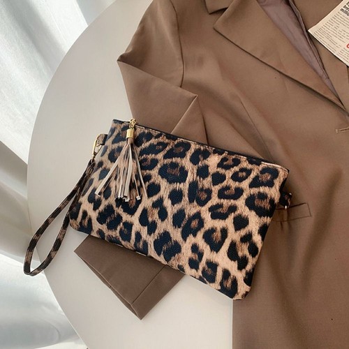 Leopard print Women Handbag Cow print PU Briefcase New Mobile Phone Purse - Picture 3 of 14