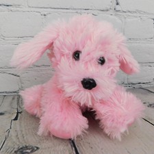 Dan Dee 7" Pink Puppy Dog Fluffy Plush Stuffed Animal Pink