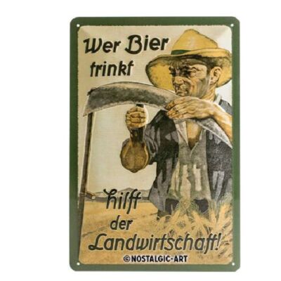 Retro tin sign metal sign vintage 8 x 12 in - Open Bar - Wer Bier trinkt 