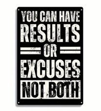Home Gym Sign Decor tin Results Or Excuses Not Both