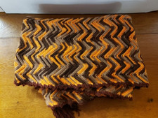 Vintage Multicolor Crochet Blanket Throw Lap Quilt 47 x 68 Afghan Granny Zig Zag