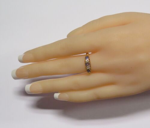.Antique Sapphire & Diamond 18ct Yellow Gold London Bridge Ring Size M Val $1510 - Picture 5 of 7