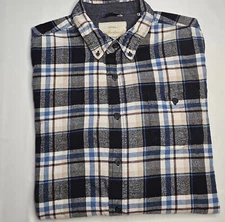 Mens Original Weatherproof Vintage Long Sleeve Plaid Flannel Button Up Shirt LG