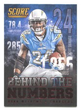 2014 Score Football Behind The Numbers Red Foil #BN10 Ryan Mathews Chargers