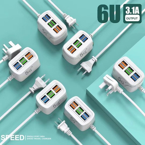 6-Ports USB HUB Desktop Phone Charger For IPhone For Samsung Huawei Xiaomi _da - Picture 7 of 12