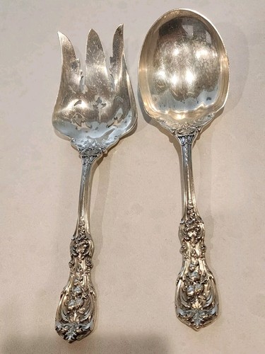 REED & BARTON FRANCIS I SALAD SET OLD MARK STERLING SILVER LARGE FLATWARE - Picture 2 of 9