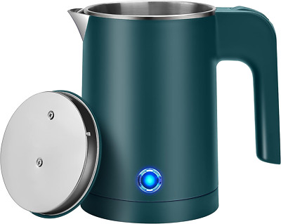 Small Electric Kettle Stainless Steel, 0.8L Portable Travel Kettle with Double
