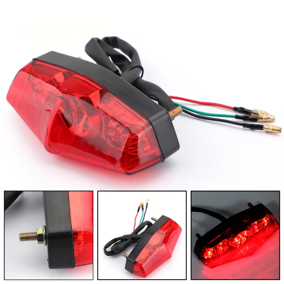 ABS Motorcycle LED Red 12V Brake Stop Running Rear Tail Light Lamp Universal RED - Image 2 of 4