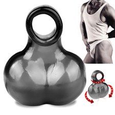 Men Scrotum Squeeze Ring Chastity Cage Ball Stretcher Enhancer Delay Ball Sleeve