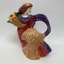 Clay Art Mother Nature Autumn Pitcher Figure Woman 1994