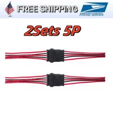 2 Sets Electrical Car 5-Pin 18AWG Wire Connector Male Female Plug Kit Waterproof
