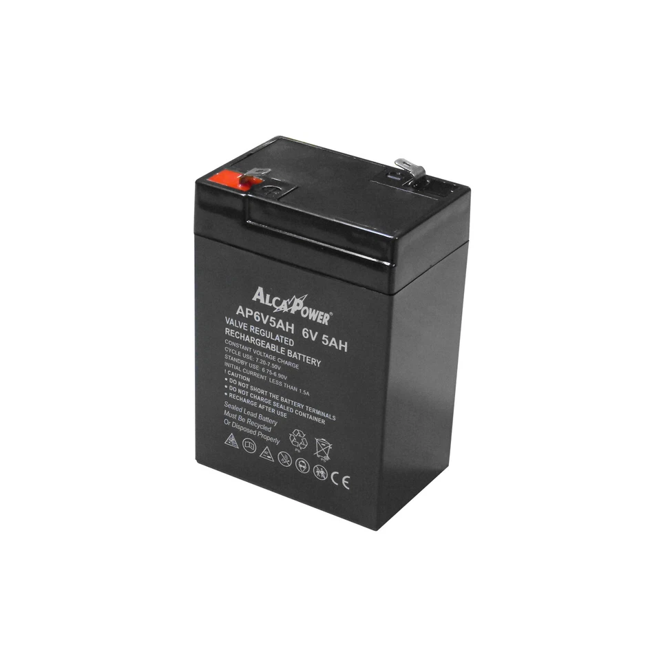 BATTERIA 6V 5A * VERSIONE POTENZIATA DELLA 6V 4A / 4,5A * ALCAPOWER PIOMBO VLRA