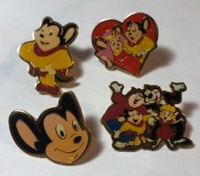 Vintage 1993 Lot of 4 Mighty Mouse Cartoon Metal Lapel Hat Pin Pearl Pureheart