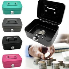 Small Lock Box Metal Cash Box Mini Safe Lock Box Money Bank Metal Coin Bank Box