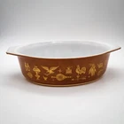 Vtg Pyrex Early American 2 1/2 QT Casserole Dish #045 No Lid Brown & Gold MCM