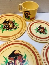 Vintage Chilton Plastic Pretend Play Mushrooms Toy Dishes Tea Set 41 Pcs.