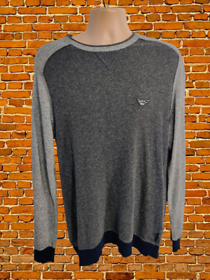 HERREN EMPORIO ARMANI GRÖßE UK XL XLARGE GRAU WOLLE KASCHMIR LEICHTER PULLOVER PULLI