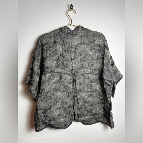 Giacca donna Eileen Fisher mezza manica jacquard misto lino cravatta davanti nuova con etichetta - Foto 7 di 7