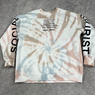 Social Tourist Sweatshirt Mens Medium LA CA Crewneck Tie Dye