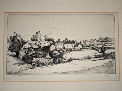 Oliver Hall (1869-1957) 'Great Sherston'. Etching. Signed and editioned '50/21'