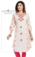 Women Ethnic Kurti Tunic Kurta Shirt Ethnic Cotton Embroidery Dress MM275