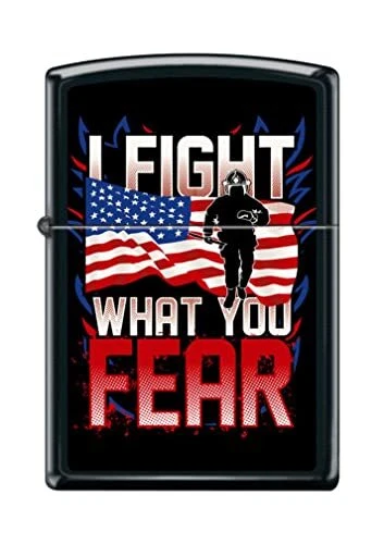 Zippo Lighter- Personalized Engrave for Fireman Flag I Fight What You Fear Z5241