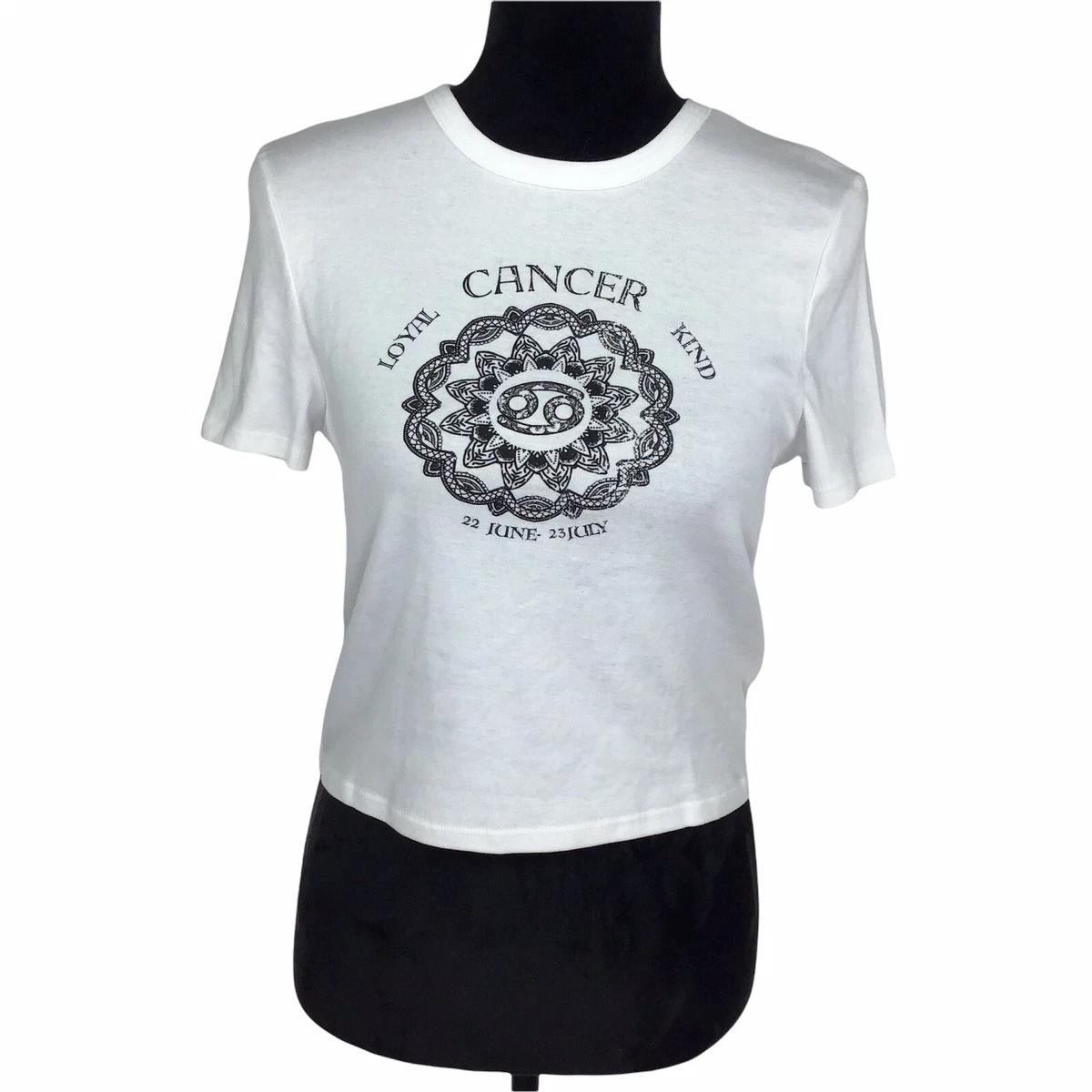Topshop Cancer Horoscope Graphic Crop Short Sleeve Tee White T-shirt Womens NEW
