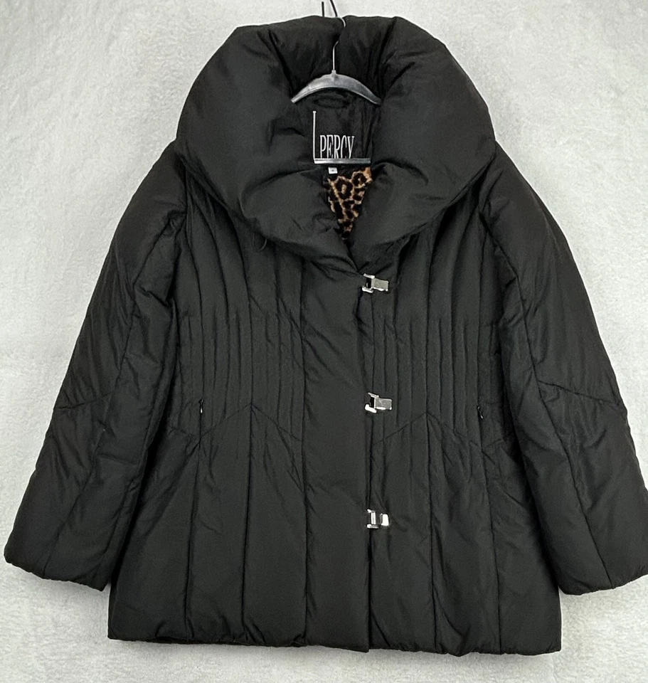 Chaqueta de Plumón J.Percy Mujer M Negra Puffer Ajustada Vellón Forrada Guepardo De Colección Foto 4 de 4