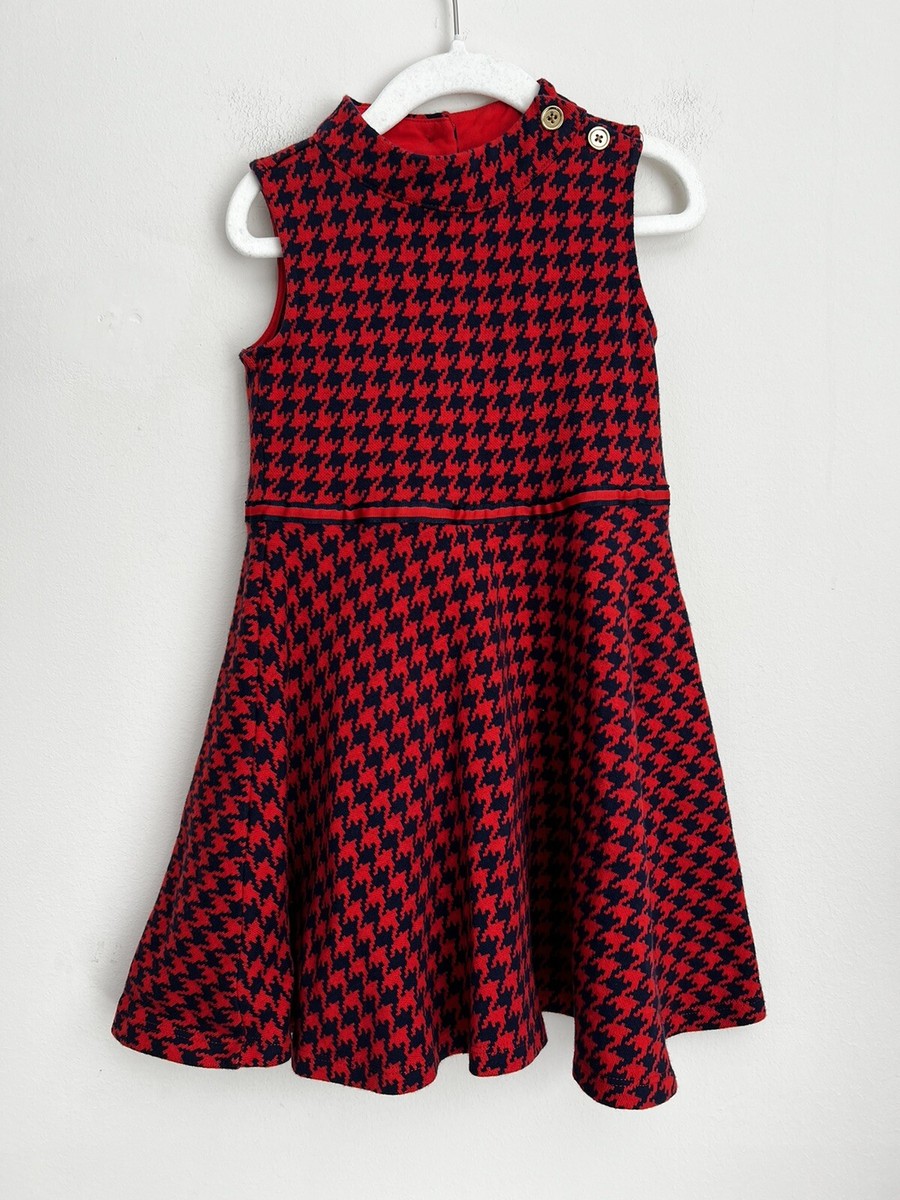 JANIE & JACK Dress Red Houndstooth Sleeveless Button Back 5 | eBay