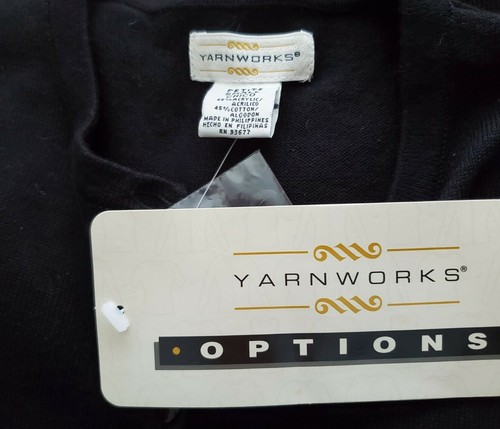 Yarnworks Black Button Cardigan Sweater Cotton Blend Size Petite Small NWT NEW - Picture 5 of 5