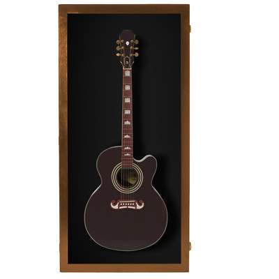 Large Acoustic Walnut Finish Guitar display case Solid hardwood with Locks case