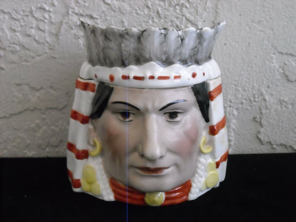 Vintage Figural Tobacco Jar Humidor Indian Chief