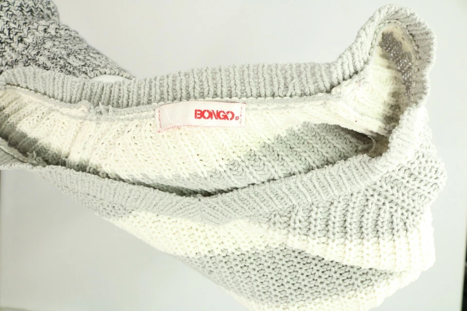 Suéter feminino Bongo cinza listrado gola V XS EUC - Imagem 2 de 4