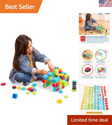 Bristle Blocks- STEM Interlocking Building Blocks- 112 pc Playset- Developmen...