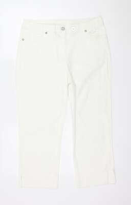C&A Damen weiße Baumwollmischung Capri Jeans Größe 14 L23