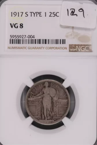1917-S Type 1 Standing Liberty Silver Quarter NGC VG-8 #004