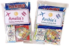 Personalised Childrens Kids Holiday Travel Activity Pack with sweets