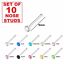 thumbnail 65  - Nose Stud Set I L Screw Shape Silver Ball End Gold Clear Ring Box Surgical Steel