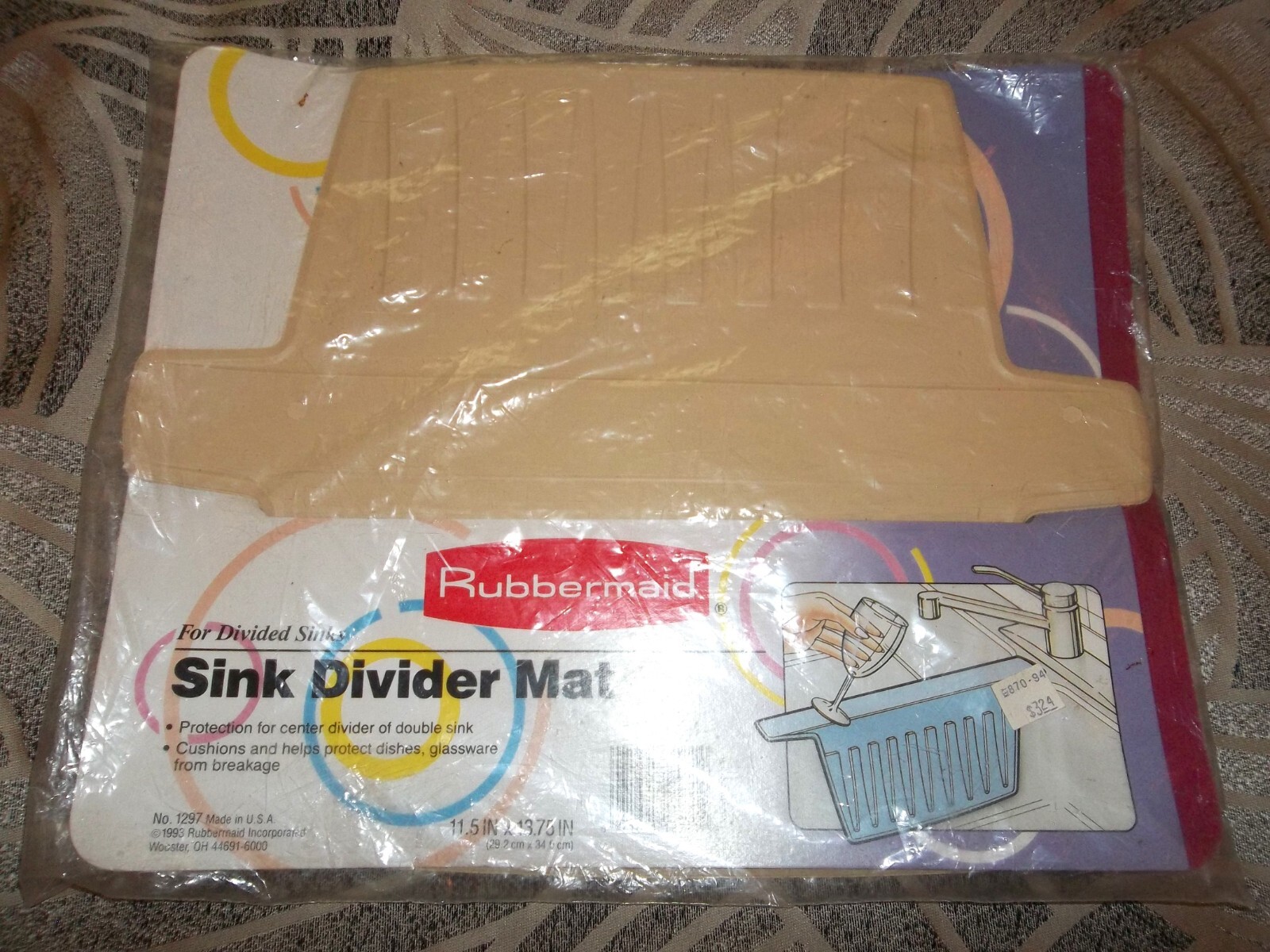 Vtg Rubbermaid Sink Divider Mat 11.5” x 13.75” Almond 1297 NEW