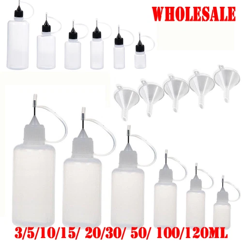 1-100pcs Plastic Squeeze bottle Needle Tip Empty Dropper Bottles Pinhole - Picture 2 of 15