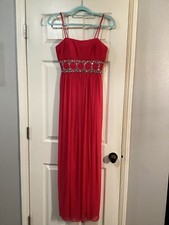 Xscape Formal Dress by Joanna Chen Size 4 HOT PINK W/Clear Beads On Both Sides