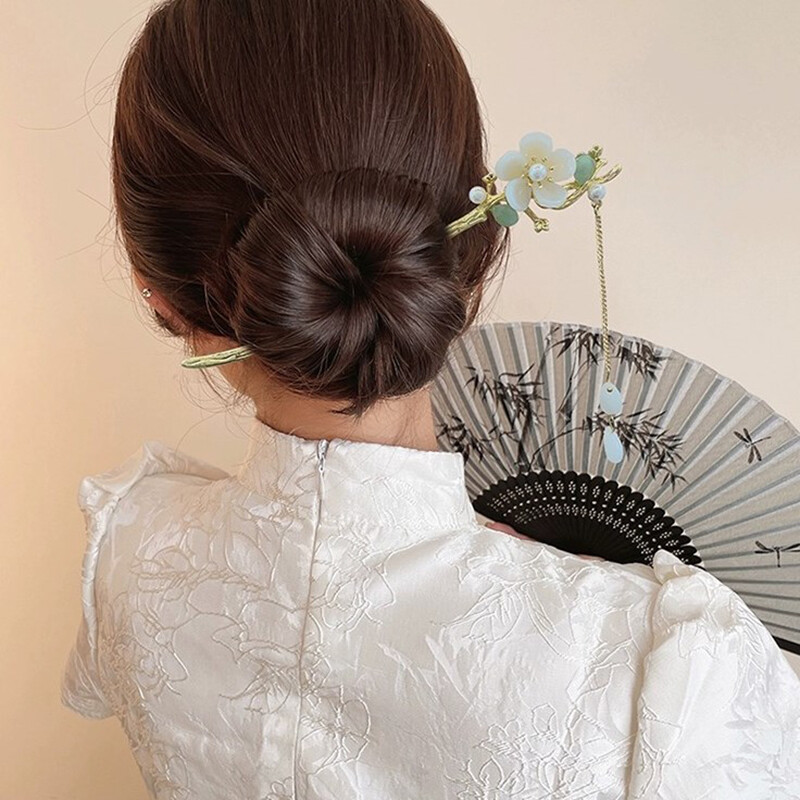 Chinesische Kamelien-Haarnadel – 20 Cm – Vintage-Design Mit Quaste – Haarstäbchen Für Hochsteckfrisuren