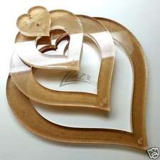 1.5,3,4.5,6" x 1/4" HEART CLEAR Acrylic Template Plastic Nested Stencil Quilting