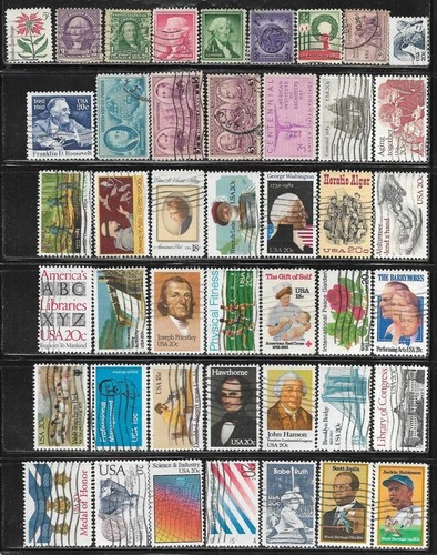 US United States Stamp Packet Lot of 44 Stamps off paper USA Collection used
