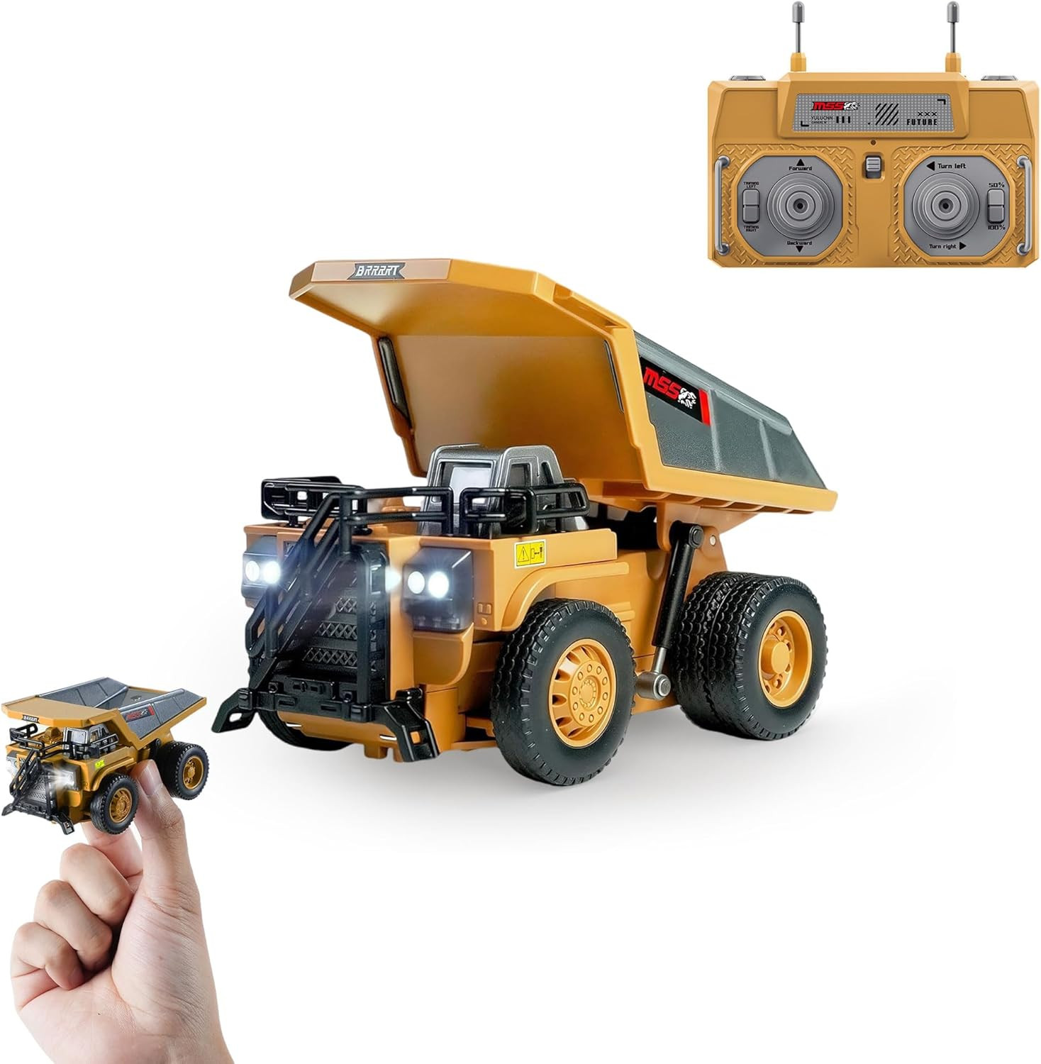 1/64 RC Dump Truck,Mini Dump Truck Toy,8-Channel Remote Control Toy with Metal B