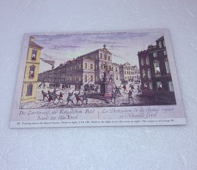 Vintage Illusion Art Print  Tearing Down Royal Statue George Iii  Cool Unique P5