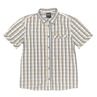 Jack Wolfskin Men's Check Shirt Short Sleeve Outdoor Hiking Size Small 34''