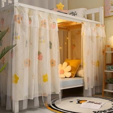 ITODA Cabin Bunk Bed Curtain Stylish Canopy Tent Dustproof 2PCS, Beige 