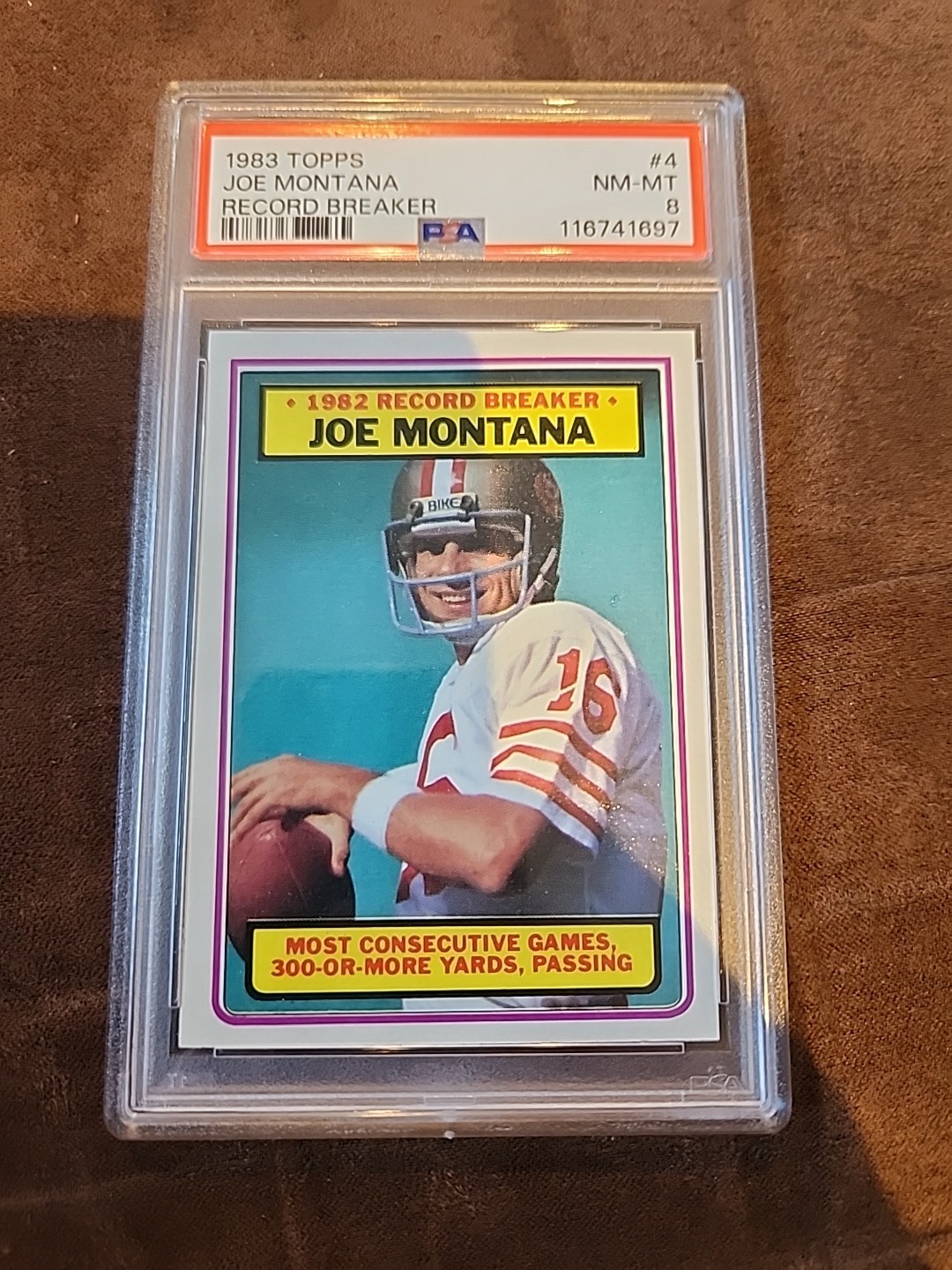 1983 Topps #4 Joe Montana Record Breaker PSA 8